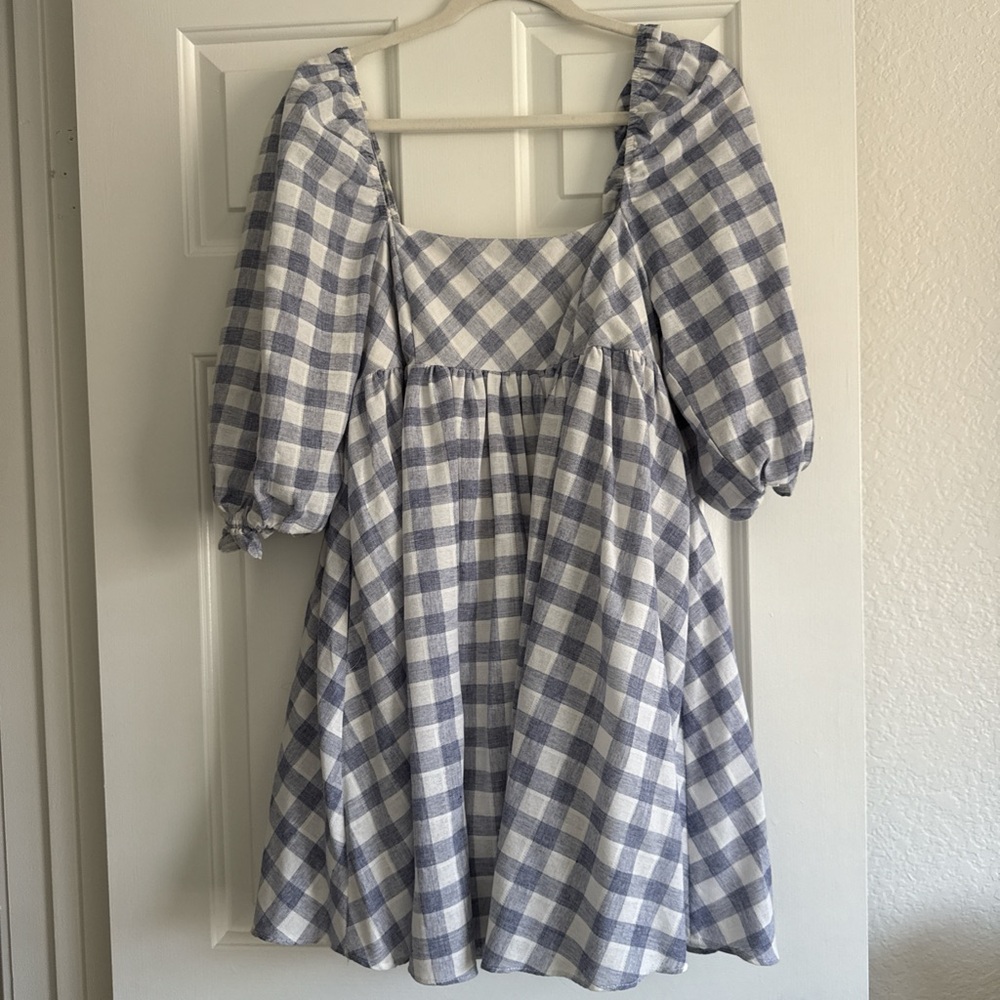 Blue and White Checkered Dress